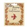 Confirmation Day Lapel Pin Brooch - Red Dove with Gold