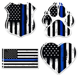 8 Pcs Blue Line Police Stickers – 5 Pack American Flag Blue Line Decals for Car, Water Bottle, Laptop – Support Law Enforcement Gifts for Police Officer, Family, First Responder, Cop Wife