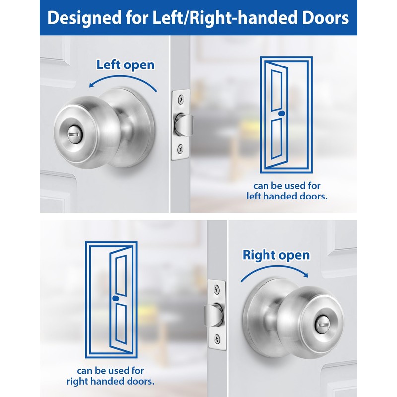 Lanwandeng 10 Pack Interior Door Knobs for Bedroom or Bathroom