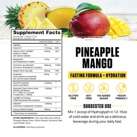 Ambrosia Hydroglyph Intraworkout Electrolytes Hydration Drink Mix | Sugar Free Electrolyte Powder with Amino Acids | Supports Lean Muscle During Fasting | 30 Servings | Pineapple Mango