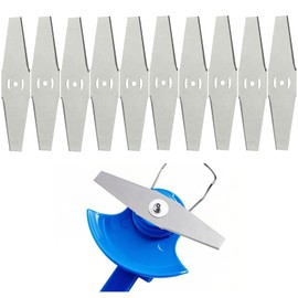 Pack of 10 Metal Grass Trimmer Blades Replacement Blades, Steel Lawn Mower Accessories, Replacement Blade for Electric Grass Trimmers, 15 cm Long, 5 mm Hole Diameter, Durable Metal Blades for Trimmers