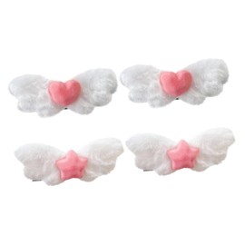 Baluue 4pcs Angel Wing Hair Clips Cute Decorative Hair Clips for Teens Women Soft Comfortable Barrettes Versatile Styling Accessories Heart Star Design