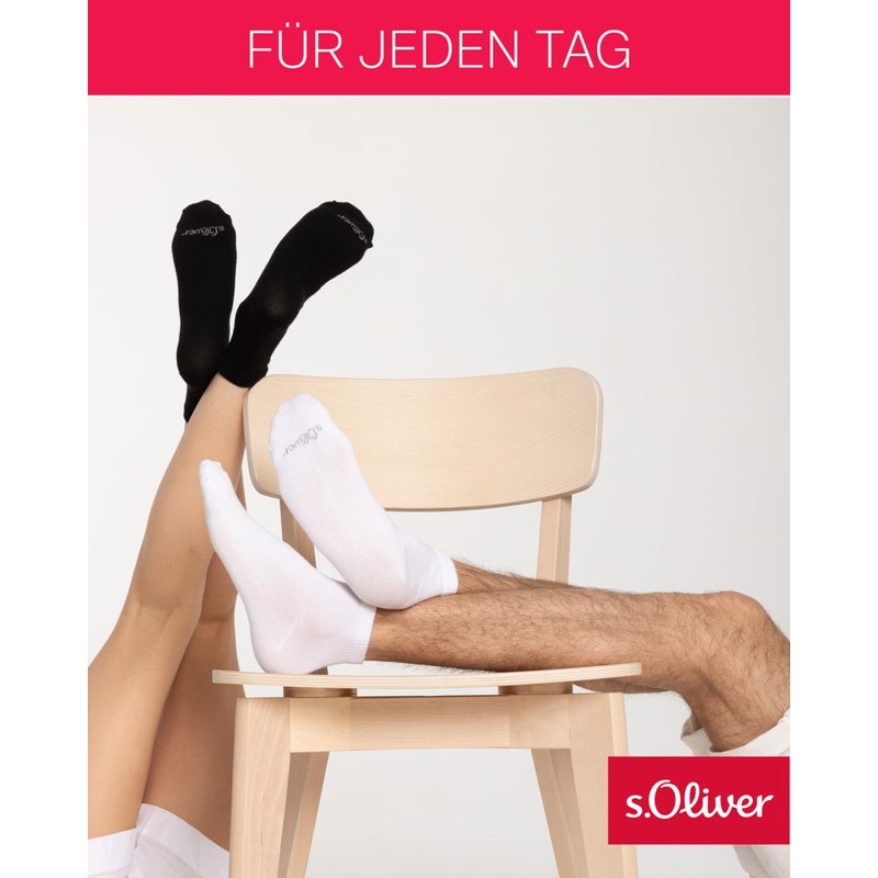 s.Oliver Unisex Short Socks Pack of 8, White Mouliné Mix