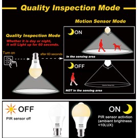HEKEE Motion Sensor LED Light Bulb 9W A19 PIR Built-in IR 60W Equivalent Bright 900 Lumens E26 Base Warm White Bulbs (2 Packs)
