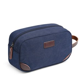 Toupons Travel Toiletry Organizer Bag Canvas Shaving Dopp Kit Tsa Approved (Blue)