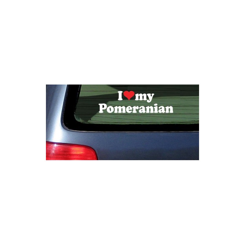 I Love Heart My Pomeranian Dog White Vinyl Decal Sticker
