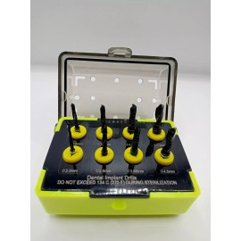 NOMI BROTHERS Dental Implant Drills Kit 8 Pcs Set Titanium Coated Black Surgical Tools NEW CE
