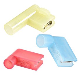 REDGOOSE 50PCS Nylon Flag Spade Quick Disconnects Female Wire Connector 22-10 AWG 90 Degree Electrical Crimp Wire Terminals(22-18AWG 20PCS, 18-14AWG 20PCS, 12-10AWG 10PCS)