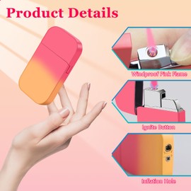 FLABOX 4 Pack Pink Flame Torch Lighter Orange Pink+Green Combo