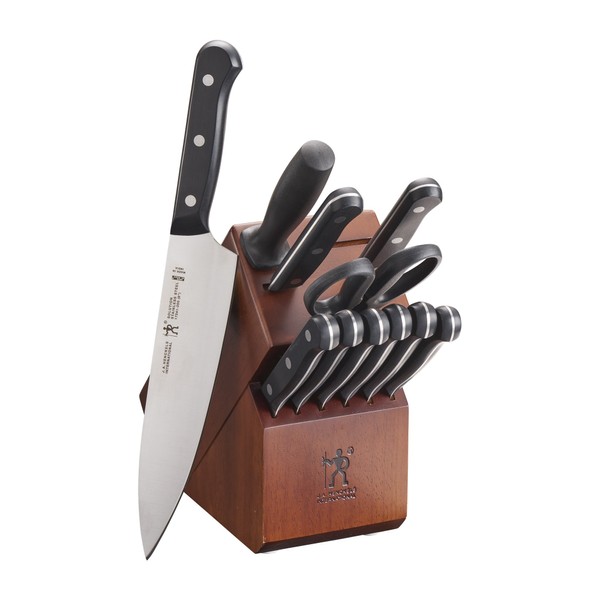 HENCKELS Solution Razor-Sharp 12-pc Knife Set, Chef Knife, Bread Knife, Steak Knife, German Engineered Informed by 100+ Years of Mastery,Walnut
