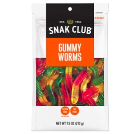Snak Club Gummy Worms, Gluten Free, 7.5-Ounces, 6-Pack
