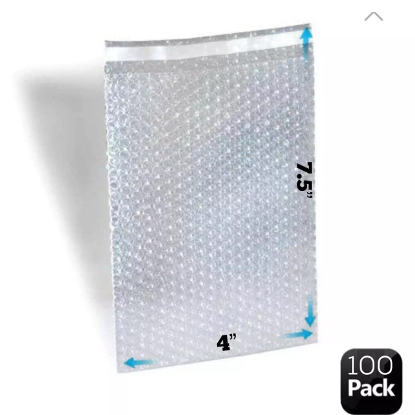 PackagingSuppliesByMail 100x LOT 4" x 7.5" Clear Bubble Out Bag