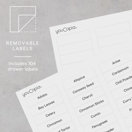 YouCopia YouCopia SpiceStack Adjustable Spice Rack Organizer, Pull-Down 18-Bottle Seasonings and Spices Holder for Kitchen Cabinet and Pantry Organization with 104 Included Labels