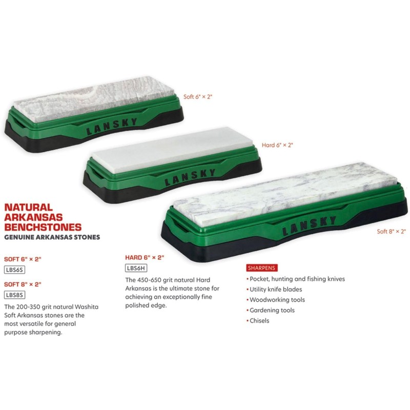 Lansky Soft Arkansas Stone 6" x 2" Knife Sharpener Bench