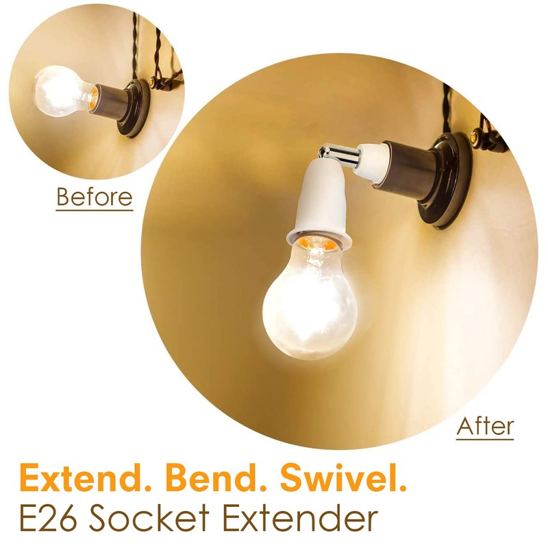 JACKYLED Light Socket Extender 3.9”/10CM Light Bulb Extension Socket, E26