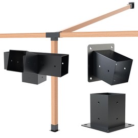 Grehitk Pergola Kit with Brackets, 15°Slanted Roof Pergola Bracket Kit, Roof Wall Mount Extension Bracket Kit 4-Way Brackets for Pergolas,Log Cabin Outdoor Pergola 4"x 4" (Actual 3.5" X 3.5") Lumber