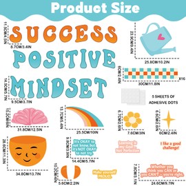Hippie Style Classroom Bulletin Board Set Positive Growth Mindse Decor with Border Strips, Teacher Educational Sayings Accents Cutouts Display Set for Elementary Middle School Nursery Bedroom