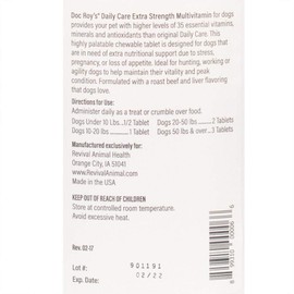 Doc Roy's Daily Care Extra Multivitamin with Minerals for Dogs- Canine Daily Health Supplement - 365ct Tablets
