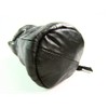 Unisex Drawstring Black Leather Pouch