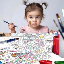 Serencatcher 12pcs Birthday Coloring Placemats, Baking Birthday Party Decorations Baking Birthday Placemats Paper Coloring Table Mats for Baking Birthday Party Games Favors Supplies