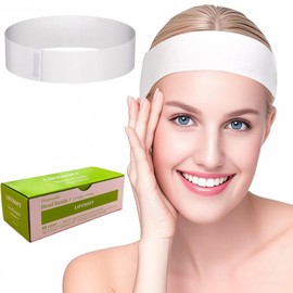 LIFESOFT Disposable Facial Spa Headbands Elastic Hair Wrap with Closure Box of 50
