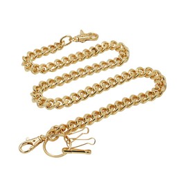 UNIQSUM Heavy Duty Curb wallet chain Thick Wide Pants Jean Punk Goth Key Biker chain (Long, Basic Gold)