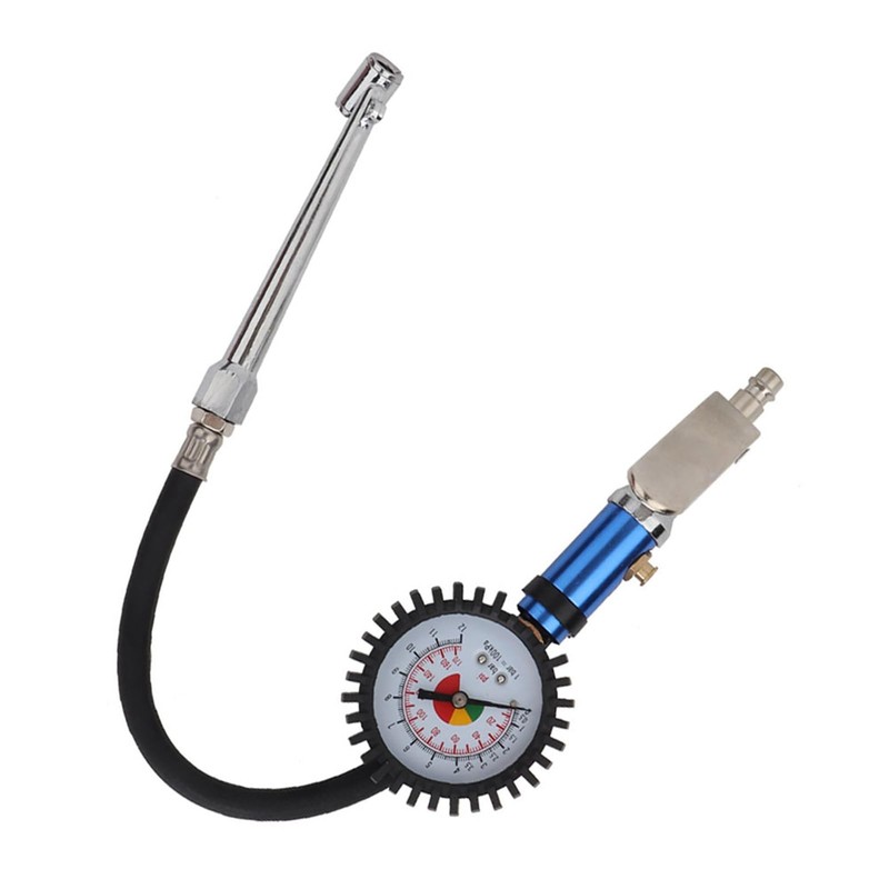 SELF CLAMPING Tire Inflator with Air Pressure Gauge and Quick
