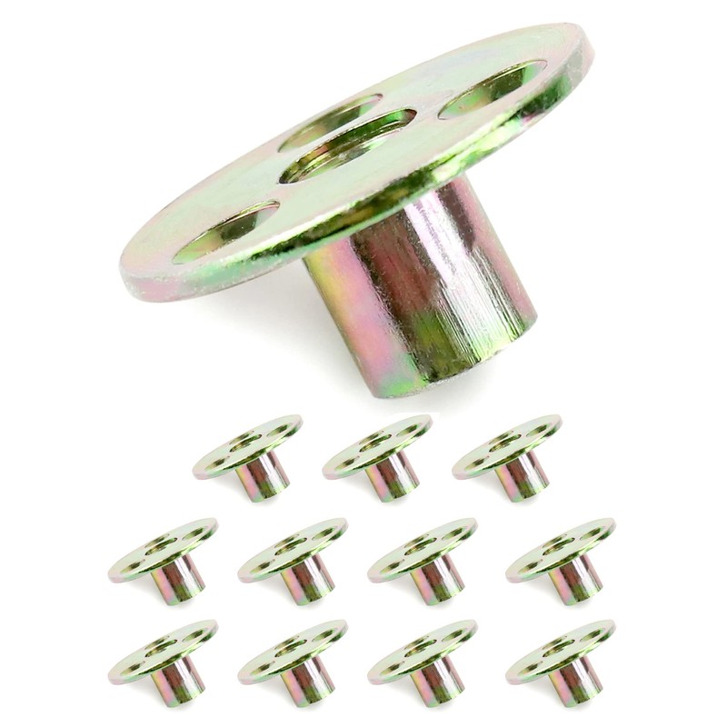 QWORK 3/8"-16 Iron Plate Nut, 12-Piece Set T-nut with Round
