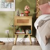 WLIVE Rattan Nightstand with Charging Station, Boho Night Stand, Small