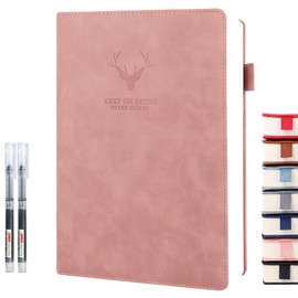 UIRIO Graph Paper Notebook (Pink) - A5 Grid Notebook Quad Ruled - 360 Pages 100 GSM Thick Graphing Paper - Hardcover Leather Journal Campus Notebook for School, Math, Composition