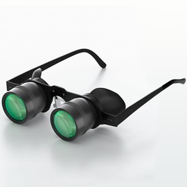 Hands Binocular Glasses for Fishing, Bird Watching, Sports, Concerts, Theater, Opera, TV, Sight Seeing, HD Lens with 3 Color Filters, Adjustable Focus