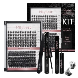 US Local Stock Lash Cluster Natural Eyelash DIY Individual Lash Cluster Kit C Curl Eyelash Clusters Extensions KitFalse Eyelashes Style: Natural, package: Lavish-Sparkling-088