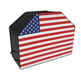 52" Heavy Duty Waterproof Gas Grill Cover fits Weber Char-Broil Coleman Gas Grill (52"x22"x40") Black, American Flag.