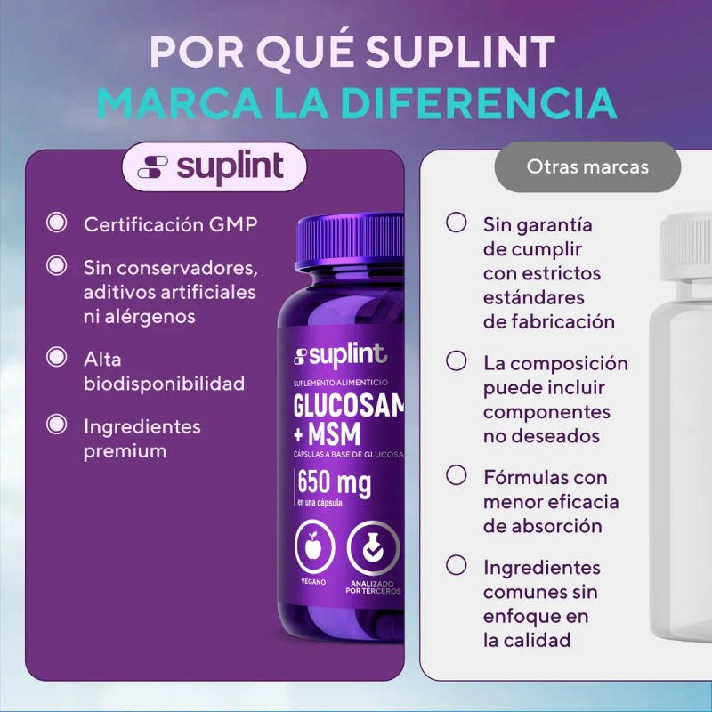 Sulfato Glucosamina Msm Suplint Cápsulas Veganas Articulaciones