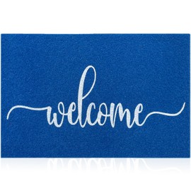 MWAZZLL Blue Doormat Outdoor Indoor Welcome Mat Low-Profile Non Slip Mat Easy to Clean Entrance Mats for Front Door,Patio,Porch Decorative
