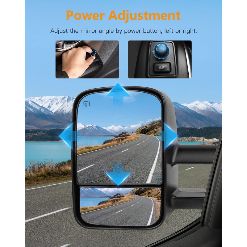 ITOPUP Towing Mirrors Fit 1999-2002 For Chevy Silverado 1500/2500 For