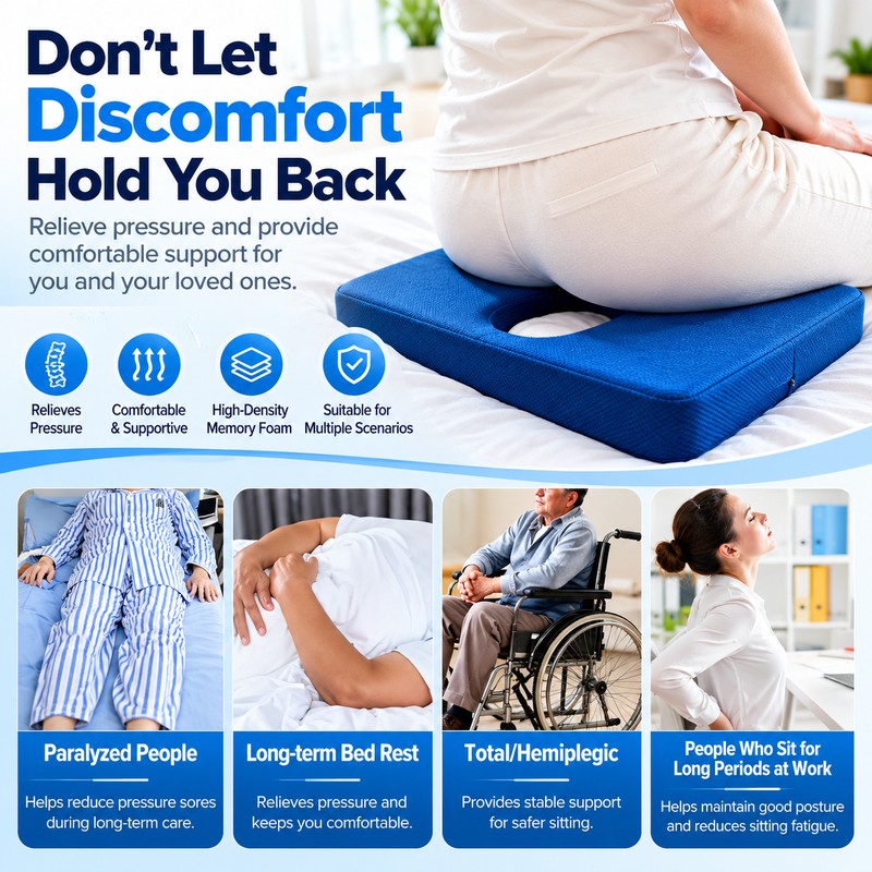 Ergonomic Seat Cushion for Everyday Sitting – Contoured Center Cutout