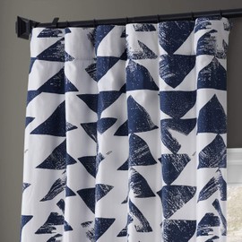 HPD Half Price Drapes Modern Triangular Geometric Printed Curtains Cotton Curtains 108 Inches Long (1 Panel) Room Darkening Curtains for Bedroom & Living Room, 50W x 108L, Triad Geometric Indigo