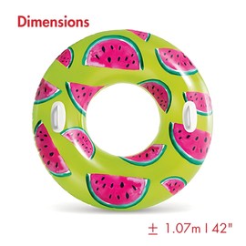 ADEPTNA 42” Tropical Fruit Inflatable Pool Float two strong handles - Fun Swim Ring for Kids and Adults - Perfect for Pool Parties, Lakes, and Beaches (WATERMELON)