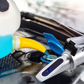 Antifreeze Tester Refractometer 4-in-1 Coolant Tester for Checking Freezing Point of Automobile Antifreeze Systems, Anti Freeze Tester Refractometer for Battery Acid, Ethylene Propylene Glycol
