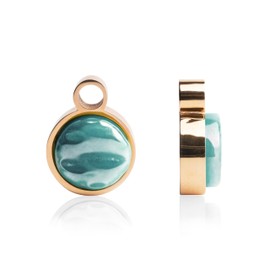 Roségold Anhänger für Ohrringe in dunkelgrün • Creolen Charm zum Wechseln • Edelstahl & recyceltes Glas • nachhaltiger Halbedelstein-Look • MIX AND MATCH