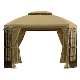 Garden Winds Custom Fit Replacement Canopy Top Cover Compatible with The Terrace Gazebo – Classic Sand Beige
