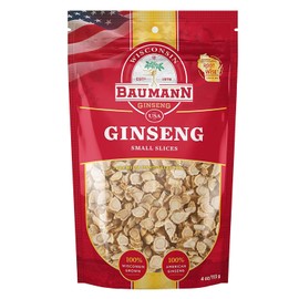 Baumann American Ginseng Small Slice, 100% Wisconsin Grown Premium Ginseng, Natural Hand-Selected Herbal Dietary Supplements – 4oz