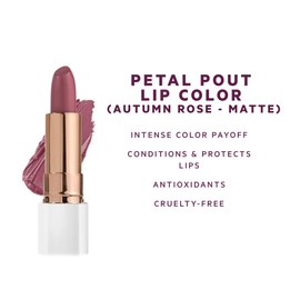 Flower Beauty Petal Pout Lipstick - Cruelty Free - Nourishing & Highly Pigmented Lip Color with Antioxidants (Autumn Rose - Matte)