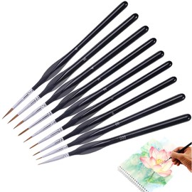 Fine Detail Brush Set, 10 Pieces Numbers Fine Brush, Acrylic Painting Brush, Miniature Brush, Drawing Brush Set for Watercolour Oil Acrylic Nail Art Fine Model Making Line Drawing and Nail Design