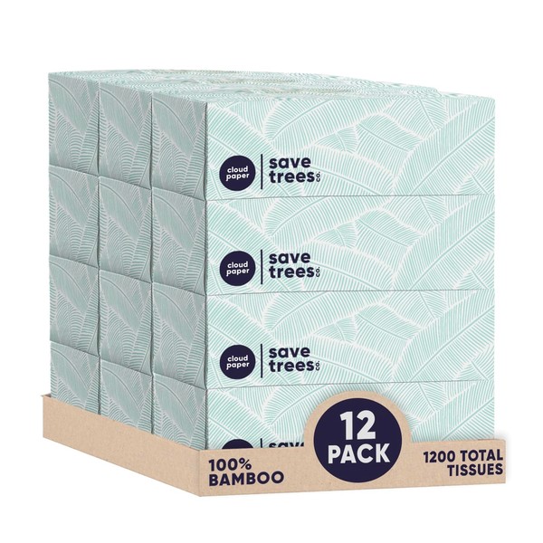 Cloud Paper Bamboo Facial Tissues - 12 Boxes of Eco-Friendly,