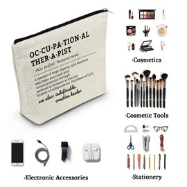 YULUENZE Inspirational Words Canvas Makeup Bag Occupational Therapist Toiletry Pouch with Zipper Birthday Christmas Thanksgiving Appreciation Present for Women Occupational Therapist Friends