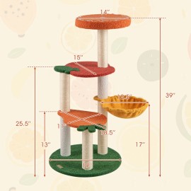 Costway Multi-level Cat Tree Cute Fruit World Cat Tower with Fruit-shaped Platforms