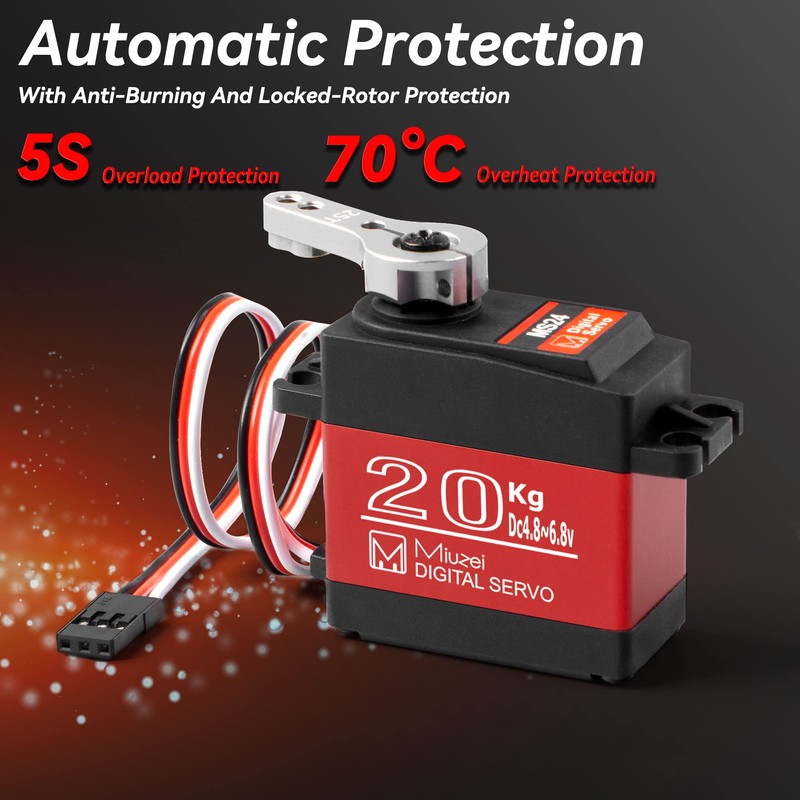 Miuzei 20KG Servo Motor High Torque RC Servo Metal Gear