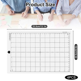 Forbabe Set of 4 Cutting Mat Plotter for Silhouette Cameo 4/3/2/1 CricutExplore, Standard Grip Lightgrip Strong Grip, Plotter Mat Plotter Cutting Mat Non-Slip and Durable with Measuring Grid